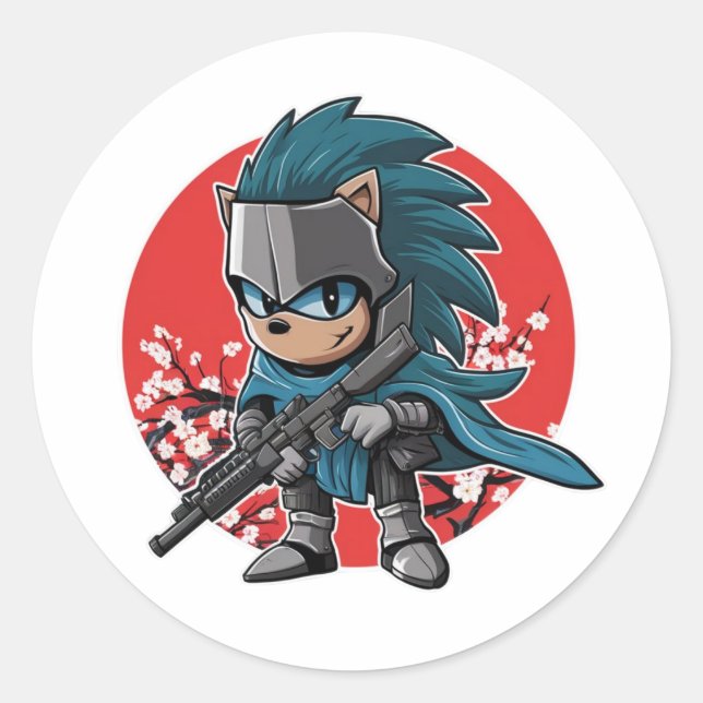 Hedgehog knight (2) classic round sticker (Front)