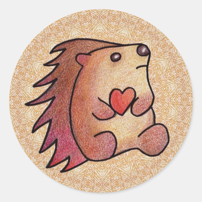 Hedgehog Love! Classic Round Sticker (Front)