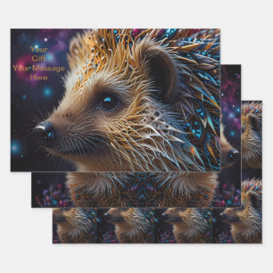 Hedgehog Love in Every Heartbeat Wrapping Paper Sheet