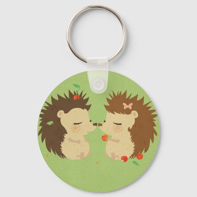 Hedgehog Love Keychan Key Ring (Front)
