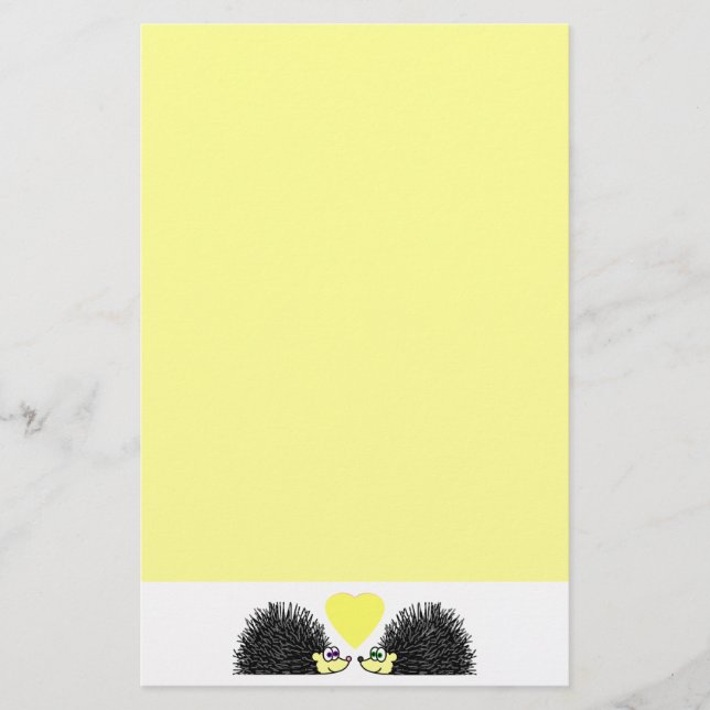 Hedgehog Love Stationery - Yellow (Front)