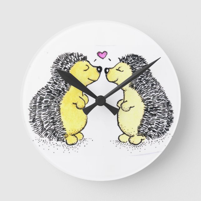 Hedgehog Love, Time for Love Round Clock (Front)