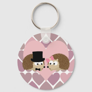 Hedgehog Love with Hearts Key Ring
