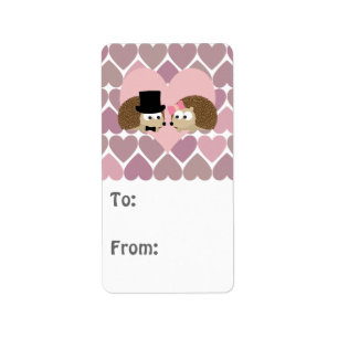 Hedgehog Love with Hearts Label