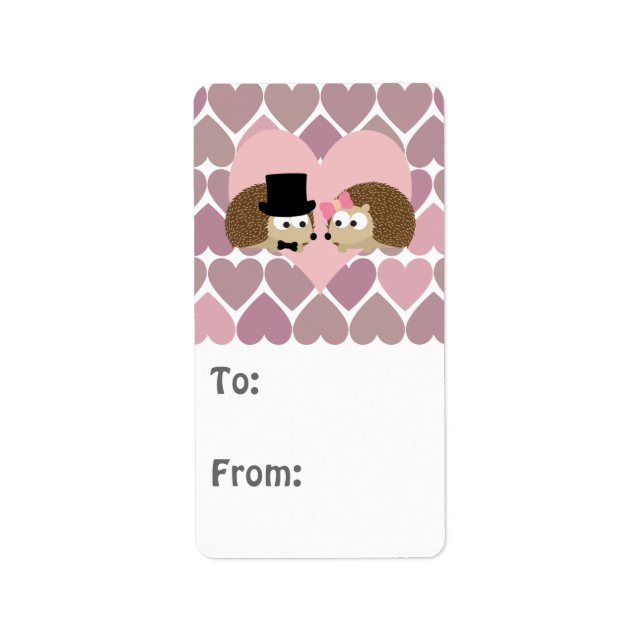 Hedgehog Love with Hearts Label (Front)