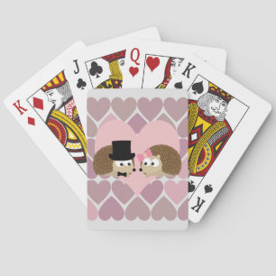 Hedgehog Love with Hearts Playing Cards