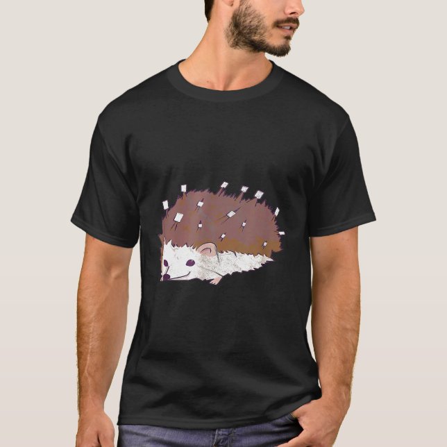 Hedgehog Marshmallow Candy Campfire Camping   T-Shirt (Front)