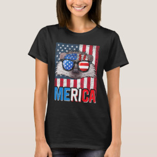 Hedgehog Merica 4th Of July American Patriotic Hed T-Shirt