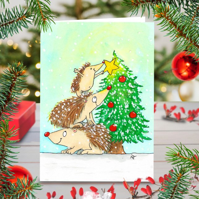 Hedgehog Merry Christmas greeting card by N. Janes (Creator Uploaded)