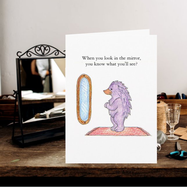Hedgehog Mirror Birthday Card (Creator Uploaded)