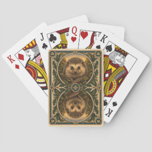 Hedgehog Mossy Woodland Watercolor GeoSaga Playing Cards