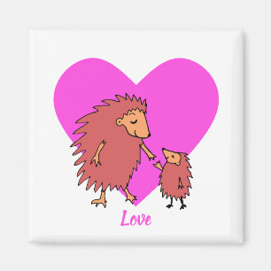 Hedgehog Mother and Child Love Magnet