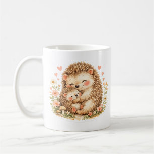 Hedgehog Mum Watercolor Art Coffee Mug