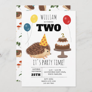 Hedgehog Mushroom Woodland Forest Funny Birthday Invitation