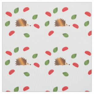 Hedgehog Mushrooms and Leaves Fabric