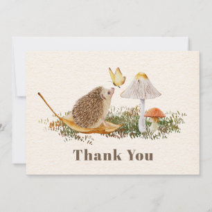 Hedgehog Mushrooms Butterfly Baby Shower Thank You Card