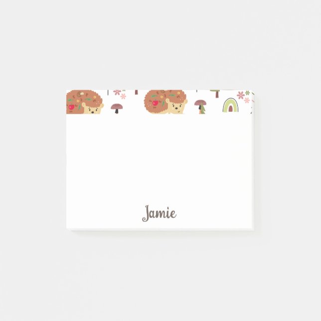 Hedgehog Nature Floral Rainbow Pattern  Post-it Notes (Front)