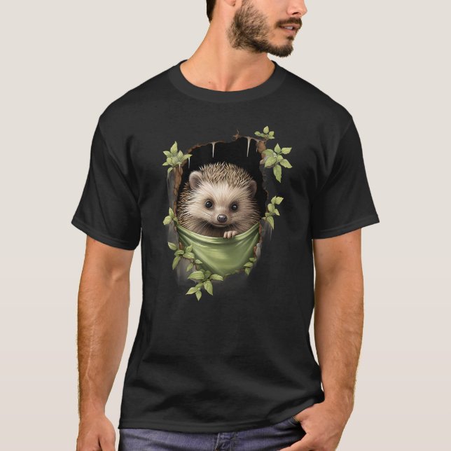 Hedgehog Nature Portrait Motif Animal Art Forest W T-Shirt (Front)
