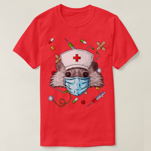 Hedgehog Nurse RN Funny ER Nursing School Graduati T-Shirt (Design Front)