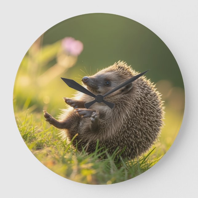 Hedgehog on a roll wall Clock (Front)