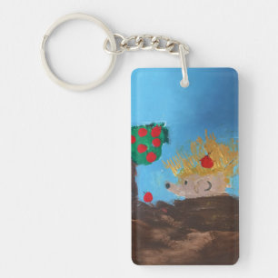 Hedgehog Painting Key Ring