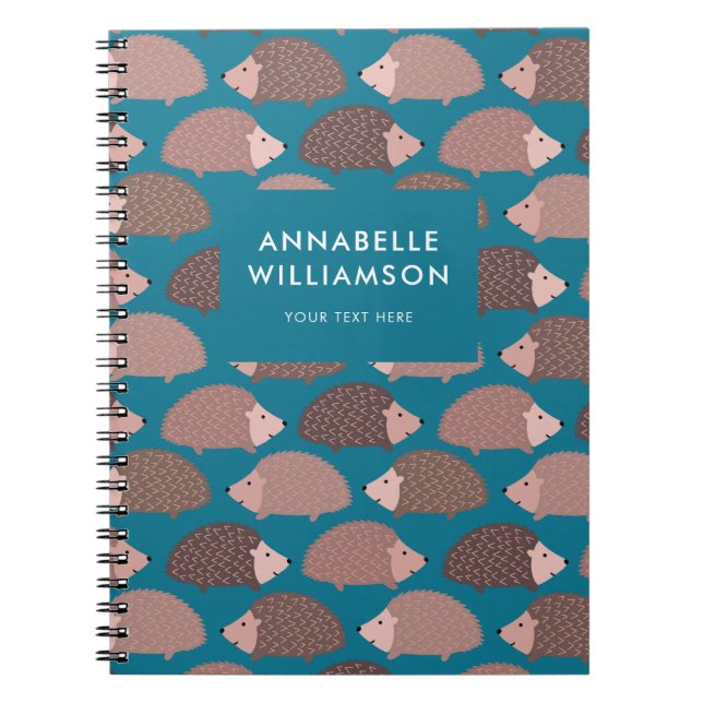 Hedgehog pattern personalised notebook (Front)