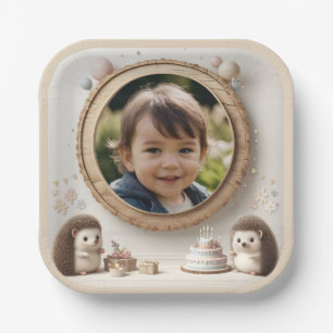 Hedgehog Photo Frame for Kids' Birthday Parties Paper Plate