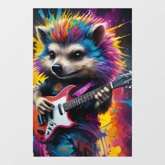 Hedgehog plays the guitar, rock graffiti