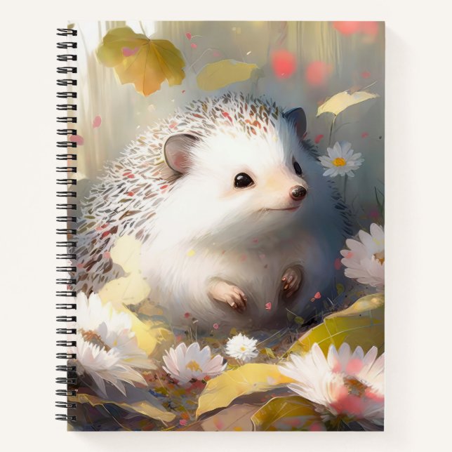 Hedgehog Portrait Animal Painting Wildlife Forest Notebook (Front)