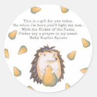 Hedgehog - Prayer candle label