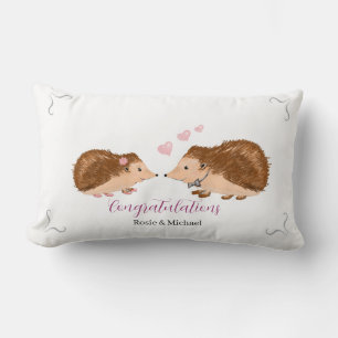 Hedgehog romantic wedding or engagement lumbar cushion