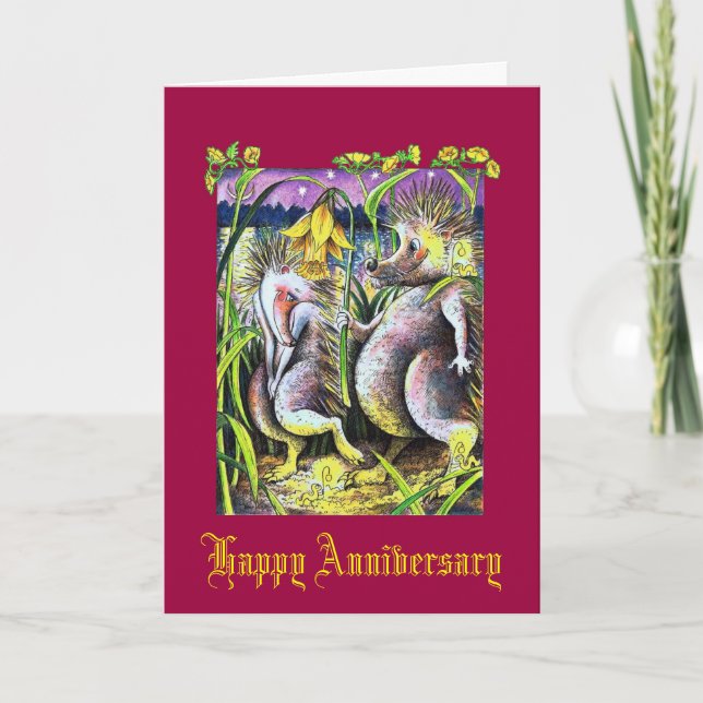 Hedgehog Ruby Wedding Card (Front)