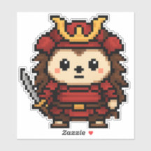 hedgehog samurai sticker 6x6