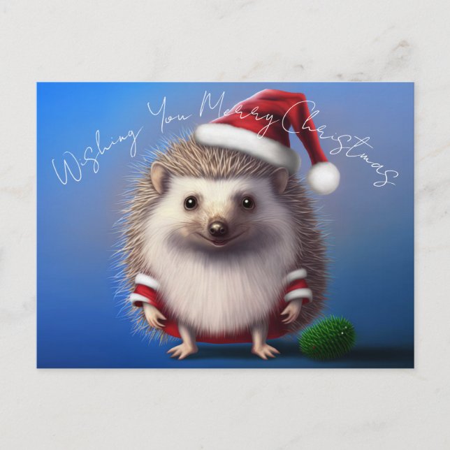 Hedgehog Santa Claus Postcard (Front)