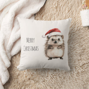 Hedgehog Santa Hat Christmas Cushion