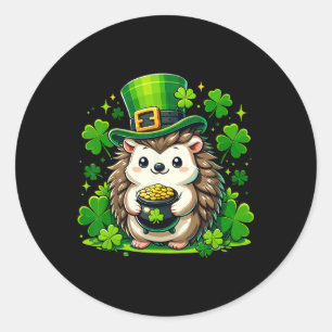 Hedgehog St Patricks Day Cute Hedgehog For Kids Bo Classic Round Sticker