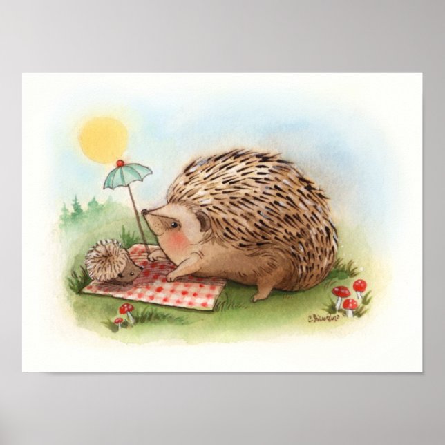 Hedgehog Summer afternoon Art Print (Front)
