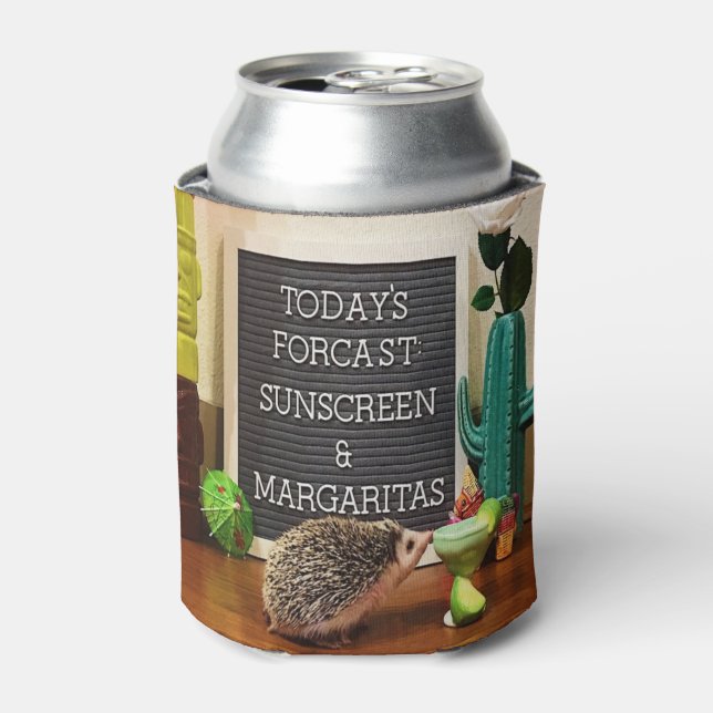 Hedgehog Sunscreen and Margaritas Can Cooler (Can Front)