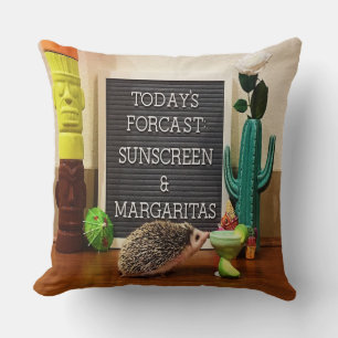Hedgehog Sunscreen and Margaritas Cushion