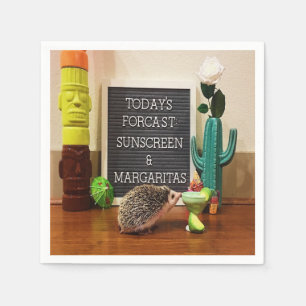 Hedgehog Sunscreen and Margaritas Napkin