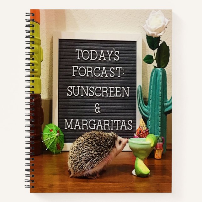 Hedgehog Sunscreen and Margaritas Notebook (Front)