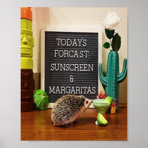 Hedgehog Sunscreen and Margaritas Poster
