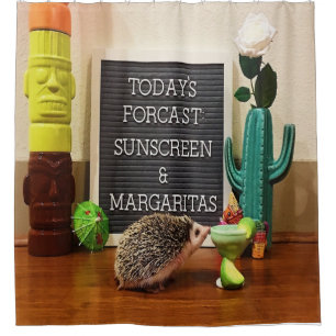 Hedgehog Sunscreen and Margaritas Shower Curtain