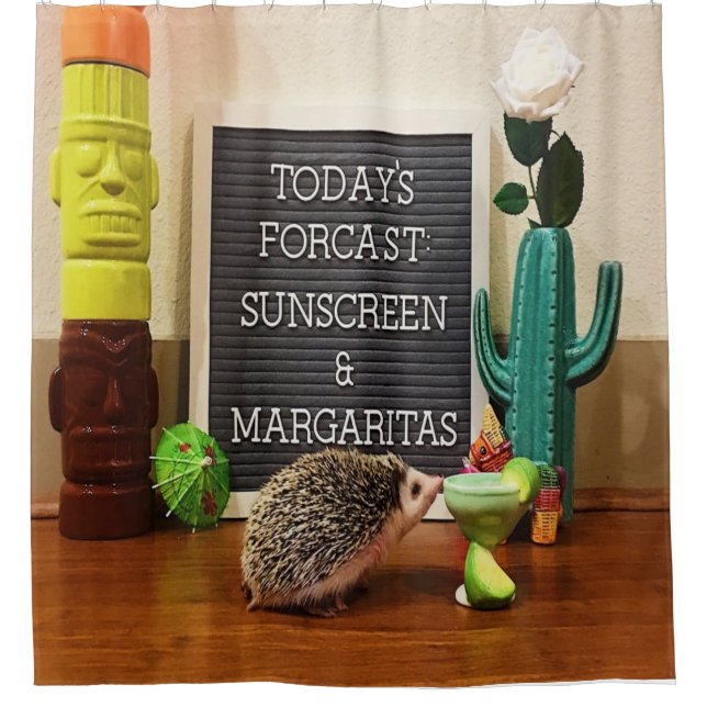 Hedgehog Sunscreen and Margaritas Shower Curtain (Front)