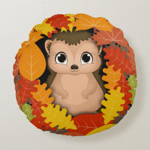 Hedgehog Thanks Polyester Round Throw Pillow (16")