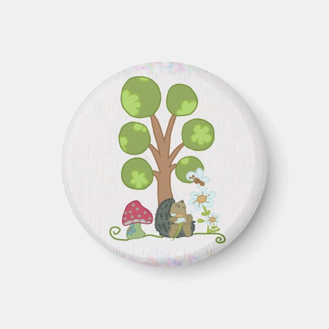 hedgehog under tree magnet (Front)