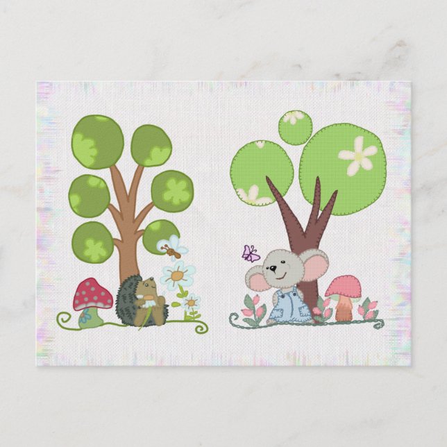 hedgehog under tree postcard (Front)