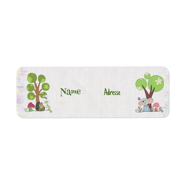 hedgehog under tree return address label (Front)