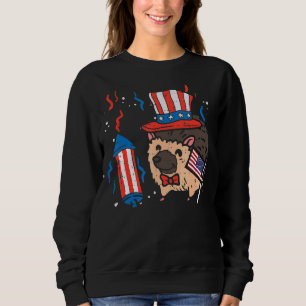Hedgehog Us Flag Hat Cute 4th Of July Patriot Men Sweatshirt