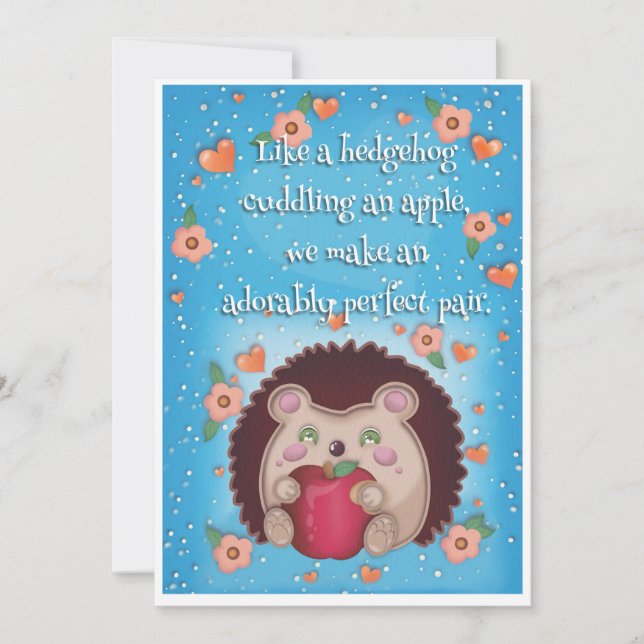 Hedgehog Valentine  Holiday Card (Front)